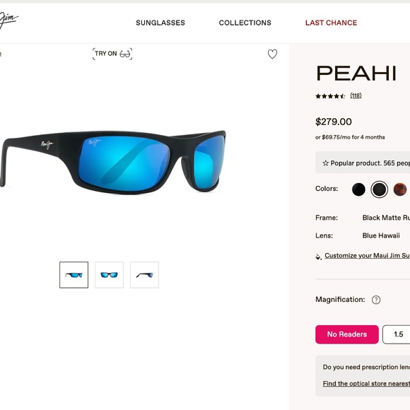 Maui Jim Peahi Polarized Sunglasses - Picture 1 of 4